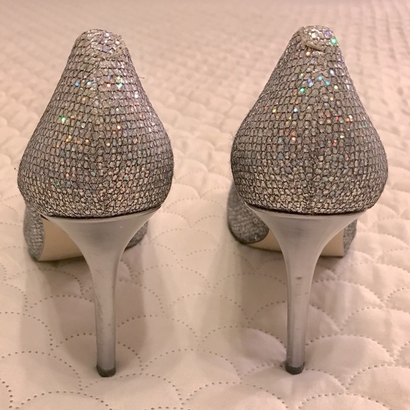 Enzo Angiolini Sparkly Silver 4” Heels, Size 8.5 - Picture 6 of 7